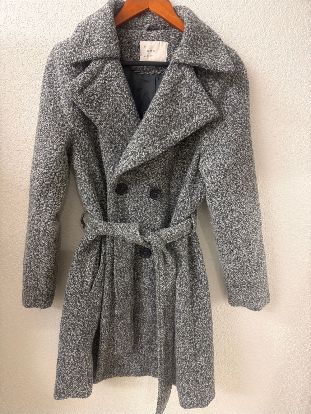 a new day Gray Double-Breasted Belted Trench Coat